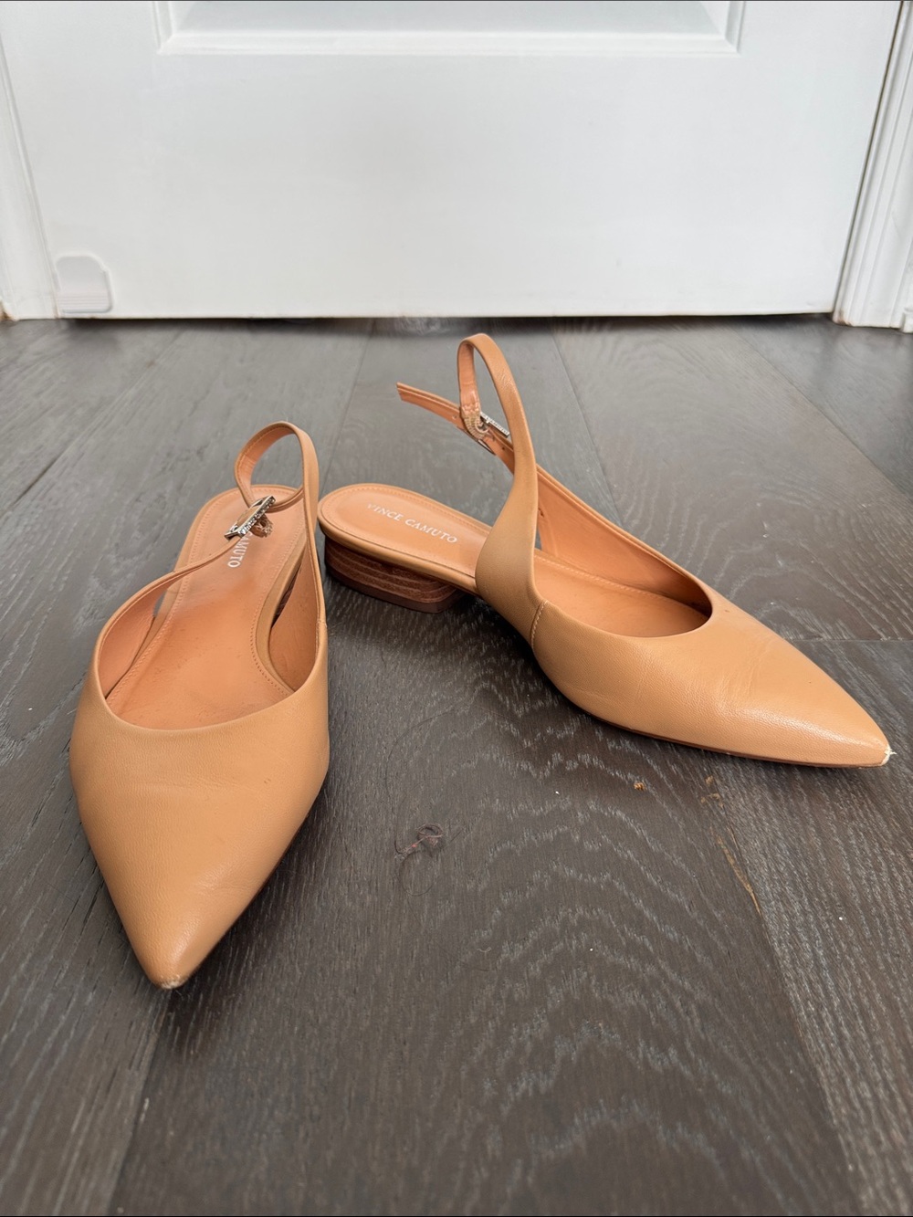 Vince Camuto Pointed Toe Slingback Flats in Tan